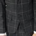 Load image into Gallery viewer, Dark Grey Plaid Elegant 5 Piece Boys Suits
