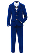 Load image into Gallery viewer, Royal Blue Velvet 3 Piece Boy's Formal Boys Suits With Jacket Vest Pants
