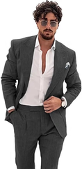 Cargar la imagen en la vista de la galería, Summer Casual Linen Men's  2 Piece Suit Blazer Pants Set
