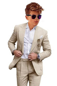 Cargar la imagen en la vista de la galería, Summer Casual Linen peaked lapel 2 Piece Boys Suit
