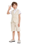 Gallery viewerに画像を読み込む, Summer Boys Suit 4Pcs Shirt Vest Shorts Tie Set
