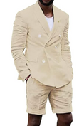 Load image into Gallery viewer, Linen Casual Slim Fit Cotton Men Blazer & Shorts Suits
