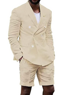 Linen Casual Slim Fit Cotton Men Blazer & Shorts Suits