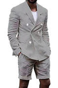 Cargar la imagen en la vista de la galería, Linen Casual Slim Fit Cotton Men Blazer & Shorts Suits
