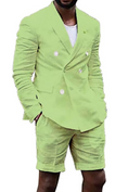 Charger l'image dans la visionneuse de la galerie, Linen Casual Slim Fit Cotton Men Blazer & Shorts Suits
