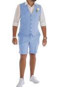 Load image into Gallery viewer, Men's Linen Summer Suits 2 Piece Causal Suits Vest and Shorts Tailored Fit 2024
