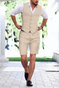 Bild in Galerie-Betrachter laden, Linen Summer Suits 2 Piece Causal Men Suits Vest and Shorts Tailored Fit 2024
