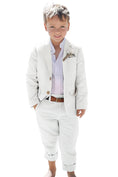 Cargar la imagen en la vista de la galería, Linen Boys Summer Slim Fit 2 Pieces Linen Suit Jacket Pant
