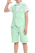 Gallery viewerに画像を読み込む, Summer Boys Suit 4Pcs Shirt Vest Shorts Tie Set
