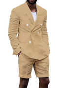 Bild in Galerie-Betrachter laden, Linen Casual Slim Fit Cotton Men Blazer & Shorts Suits
