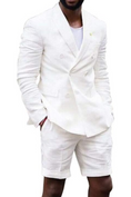 Charger l'image dans la visionneuse de la galerie, Linen Casual Slim Fit Cotton Men Blazer & Shorts Suits
