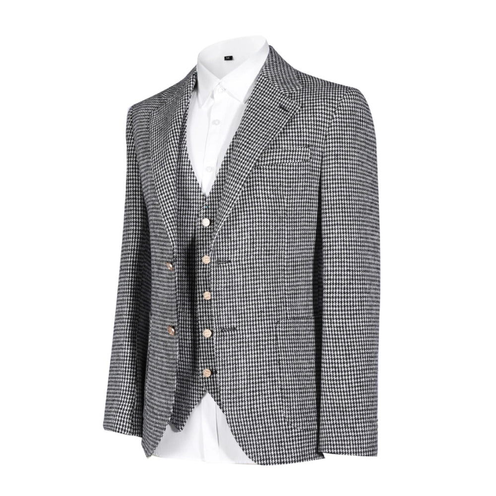 Houndstooth Peak Lapel 3 Pieces Men's Suits