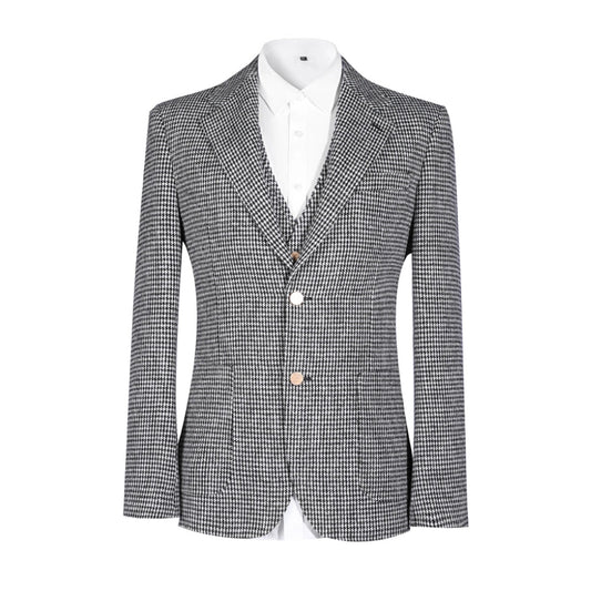 Houndstooth Peak Lapel 3 Pieces Men's Suits