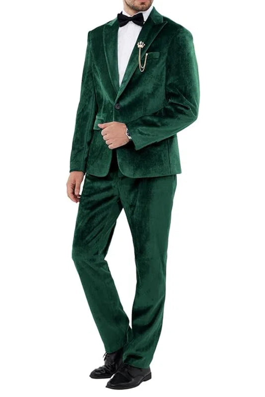 Velvet One Button Tuxedo 2 Piece Men Suits