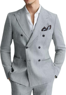Men's Linen Double Breasted 2 Piece Suits