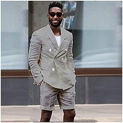 Linen Casual Slim Fit Cotton Men Blazer & Shorts Suits