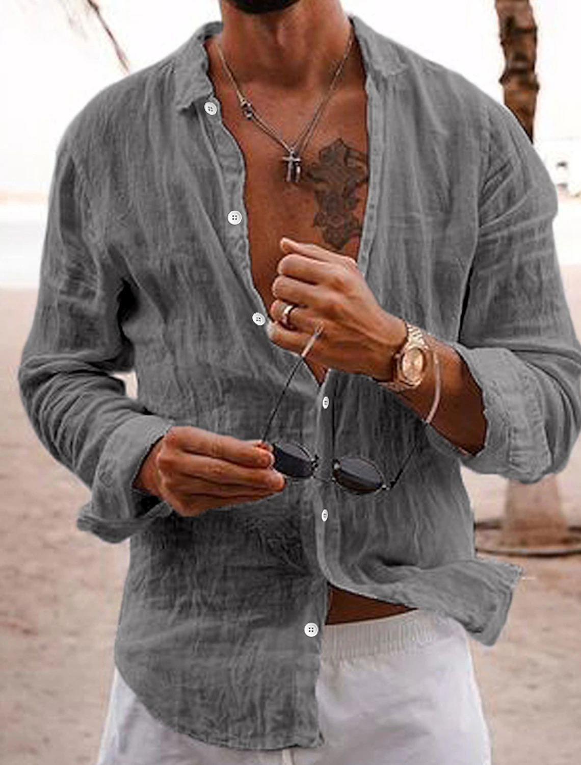 Men's Linen Shirt Summer Shirt Beach Shirt Spring & Summer Hawaiian Holiday Casual Shirt