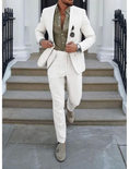 Cargar la imagen en la vista de la galería, Men's Linen Suits Summer Beach Wedding Suits 2 Piece Suits Tailored Fit 2024
