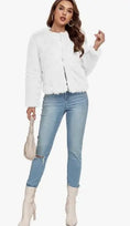 Cargar la imagen en la vista de la galería, Beige Winter Coats Fleece Cropped Jacket
