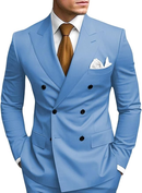 Double Breasted Peak Lapel 2 Piece Mens Slim Fit Suit