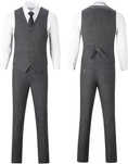 Cargar la imagen en la vista de la galería, Retro Tweed Herringbone Slim Fit Notch Lapel Tuxedos Set Prom 3 Piece Men's Suit
