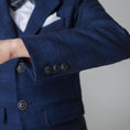 Charger l'image dans la visionneuse de la galerie, Navy Plaid Elegant Formal 5 Piece Boys Suits
