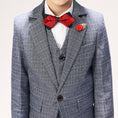 Load image into Gallery viewer, Grey Plaid Elegant 5 Piece Boys Suits
