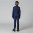 Load image into Gallery viewer, Navy Plaid Elegant Formal 5 Piece Boys Suits
