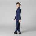 Load image into Gallery viewer, Navy Plaid Elegant Formal 5 Piece Boys Suits
