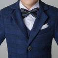 Load image into Gallery viewer, Navy Plaid Elegant Formal 5 Piece Boys Suits
