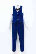 Cargar la imagen en la vista de la galería, Royal Blue Velvet 2 Piece Kids Boys' Vest and Pants Dress Suits Set
