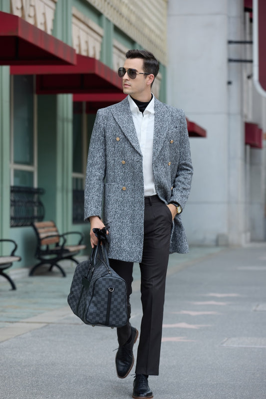 Men's Wool Coat Winter Double Breasted Long Coat 2780