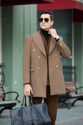 Cargar la imagen en la vista de la galería, Men's Wool Coat Winter Double Breasted Long Coat 2764
