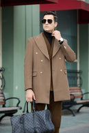 Men's Wool Coat Winter Double Breasted Long Coat 2764