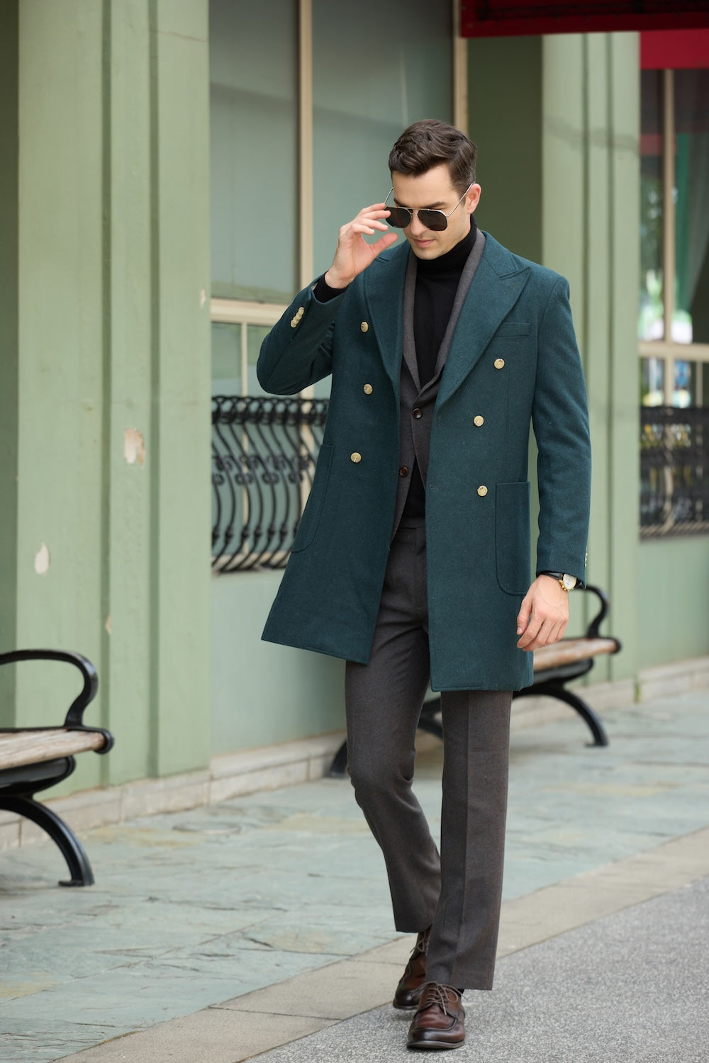 Men's Wool Coat Winter Double Breasted Long Coat 2779