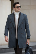 Cargar la imagen en la vista de la galería, Men's Coat Winter Double Breasted Long Coat 2796
