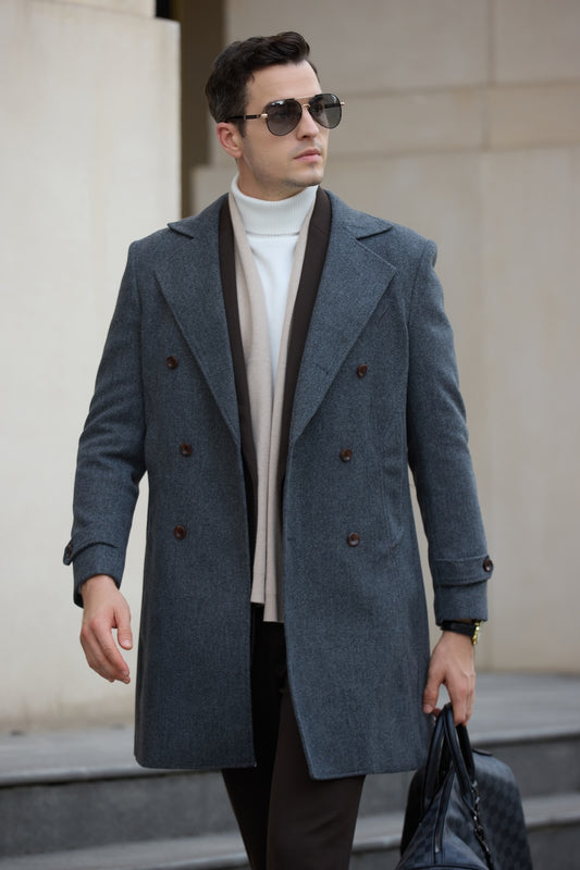 Men's Coat Winter Double Breasted Long Coat 2796