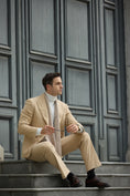 Cargar la imagen en la vista de la galería, Unique Design Corduroy Suit 2 Pieces Men's Suits Jacket+Pants 2786
