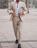 Cargar la imagen en la vista de la galería, Men's Linen Suits Summer Beach Wedding Suits 2 Piece Suits Tailored Fit 2024
