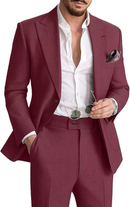Men's Linen Suit Two-Piece Casual Suit Beach Wedding Party Blazer Pants Set