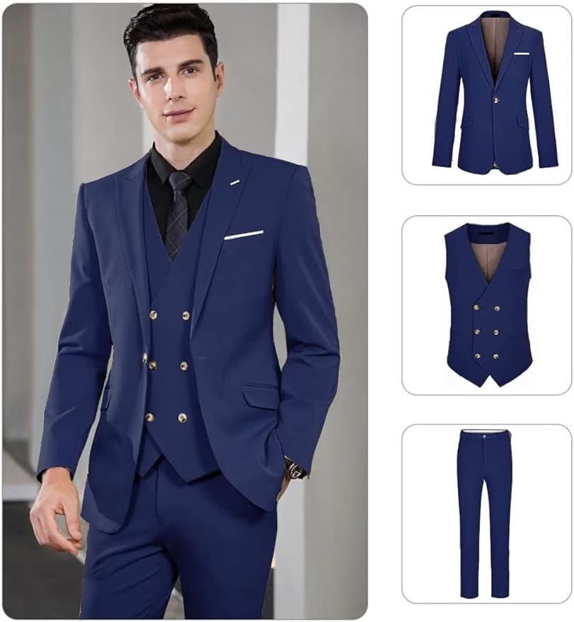 Double Breasted Suit One Button 3 Piece Men's Suit