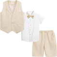 Cargar la imagen en la vista de la galería, Summer Boys Suit 4Pcs Shirt Vest Shorts Tie Set
