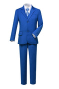 Bild in Galerie-Betrachter laden, Royal Blue 3 Piece Kids Boys' Formal Blazer Vest and Pants Dress Suits Set
