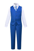 Bild in Galerie-Betrachter laden, Royal Blue 2 Piece Kids Boys' Vest and Pants Dress Suits Set
