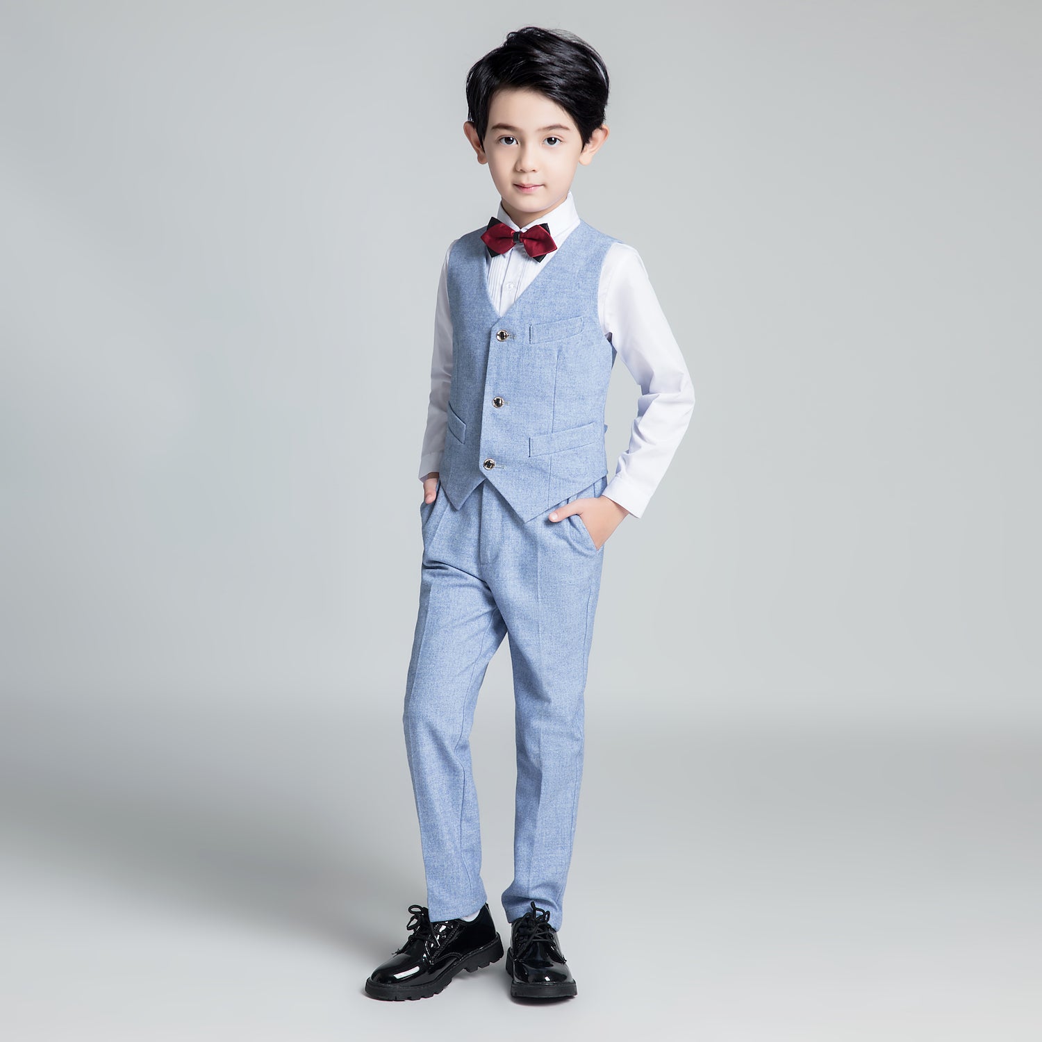 Denim Blue Classic 5 Piece Boys Suits