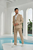 Cargar la imagen en la vista de la galería, Seersucker Double Breasted Blazer Pants 2 Piece Men's Summer Suit
