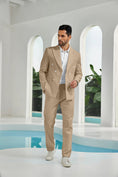 Cargar la imagen en la vista de la galería, Seersucker Double Breasted Blazer Pants 2 Piece Men's Summer Suit
