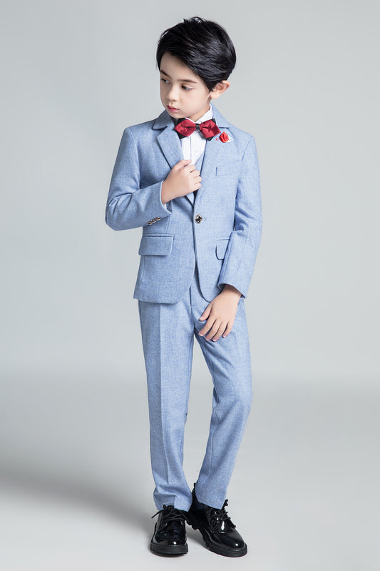 Denim Blue Classic 5 Piece Boys Suits