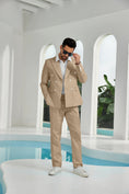 Charger l'image dans la visionneuse de la galerie, Seersucker Double Breasted Blazer Pants 2 Piece Men's Summer Suit
