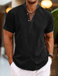 Charger l'image dans la visionneuse de la galerie, Men's Shirt Linen Shirt Popover Summer Beach Plain Henley Summer Casual Daily Shirt
